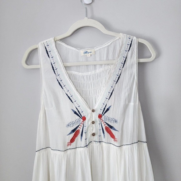 Anthropologie White Boho Embroidered Tunic Top Size Large - Picture 6 of 10